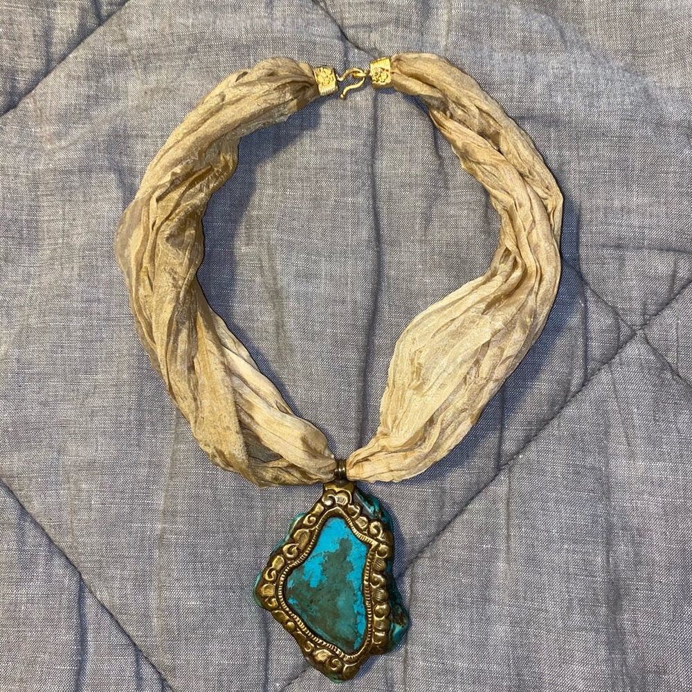 Gold & Turquoise Pendant Necklace